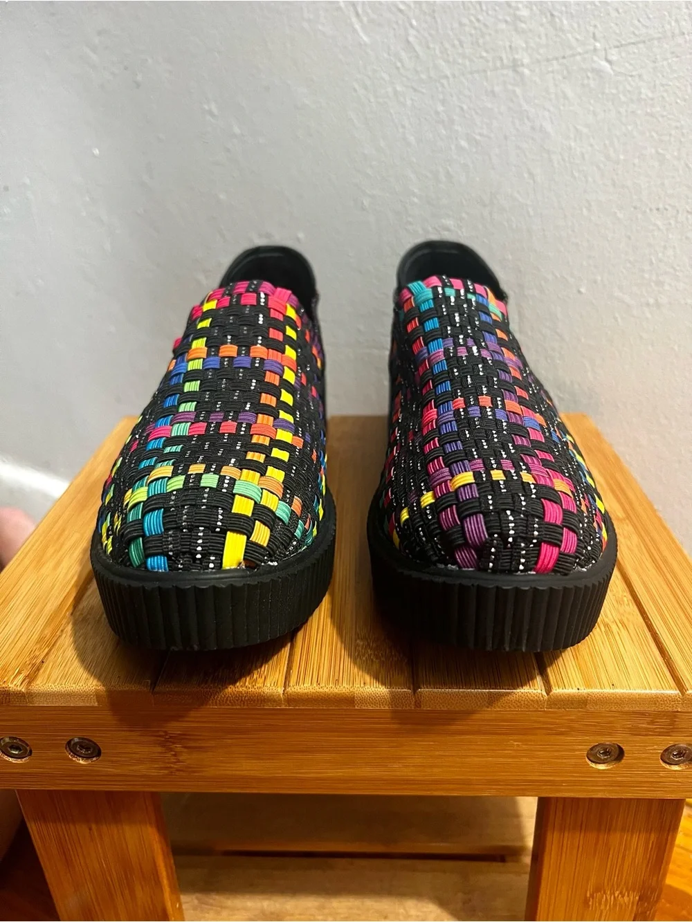 Bernie Mev Woven Platform Sneaker EU 39 US 8 Maximalist Festival Comfort Rainbow